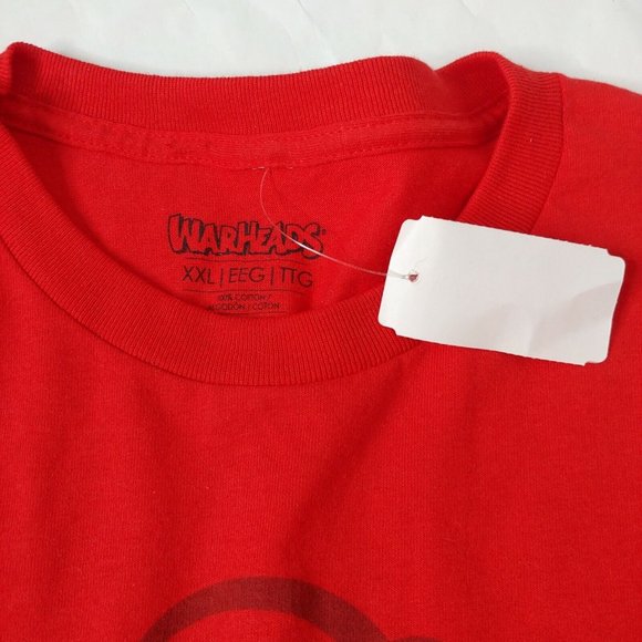 NWT Warheads Candy Men's 2XL T Shirt Bright Red Short Sleeve NEW - Picture 4 of 5